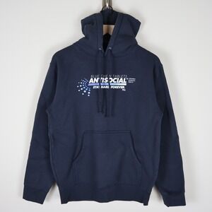 Anti Social Social Club Blue Chew Tablets Collab Hoodie Navy Small 20x25.5